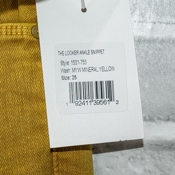 MOTHER Denim The Looker Ankle Snippet Jeans Yellow Mineral NWT Size 25 - Picture 3 of 12